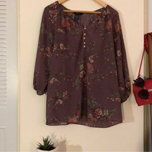 Women| Chaps- Mauve Floral Blouse